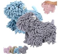 Générique Serviette à Main en Chenille Motif Chien, Serviette de séchage Ultra-absorbante en Microfibre, Mignonne en Forme de Chiot, Qui ne Peluche Pas et sèche Rapidement, idéale (Gris+Bleu)
