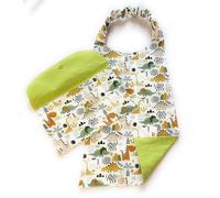 Générique Serviette cantine enfant élastique avec pochette de rangement, serviette maternelle, grand bavoir..