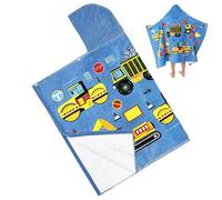 Générique Serviette Capuche - Poncho de Bain Motif Engins de Chantier - Cape Douce Couverture 127x76 cm pour Douche Natation Voyage Fille Garçon