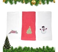 Générique Serviettes de Noël - Lot de 3 Coton | Mouchoirs très absorbants à séchage Rapide, torchons décoratifs, torchons de Cuisine festifs brodés, Rouge Vert Blanc, 30x45cm, Paquet de 3