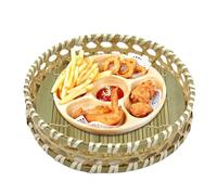 Générique Serving Baskets, Woven Fruit Bowl, Rustic Hollow Tray with Flat Bottom, Decorative Display for Potato, Candy, Produce, Cakes, Onion, Dining Table, Kitchen Counter, Home Party