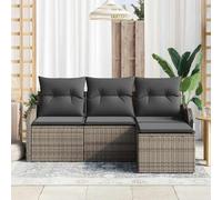 Générique Set 4 Pièces Canapé Jardin avec Coussins en Poly Rotin Gris,Canapés de Jardin,34.4KG-3354318