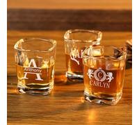 Générique Set 6pcs,Verre À Whisky Personnalisé Round Small Square Cup,avec Texte Personnalisé, à Motif, cadeau homme,pour les Cocktails, les Bars à Domicile