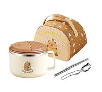 Générique Set - Acier + PP 1300ml | Capybara Bowl With Chopsticks | Large Capacity Tableware with Spoon, Insulated Bag, Everyday Dining | Soupe Nouilles Salade Céréales Fruits Maison Bu