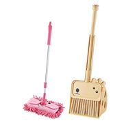 Générique Set Balai Et Pelle pour Enfant - Ensemble De 3 Pièces avec Balai Girafe, Serpillière Et Pelle, Jeu D'Imitation Ménager Éducatif pour Enfant D'Âge Préscolaire, 3-6 Ans (Rose)