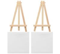 Générique Set de 2 Chevalets Triangulaires en Bois Mini Toiles Blanches pour Peinture Diy, Stable et Élégant, pour Artistes et Étudiants en Art