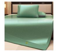 Générique Set De 3 Pièces en Soie De Glace avec Surmatelas Rafraîchissant Et Taies d'oreiller, Tapis De Sommeil Pliable for Confort Estival(Green,180 * 220cm)