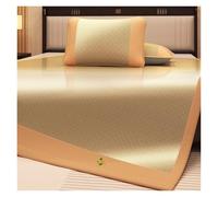 Générique Set De 3 Pièces en Soie De Glace avec Surmatelas Rafraîchissant Et Taies d'oreiller, Tapis De Sommeil Pliable for Confort Estival(Gold,90 * 195cm)
