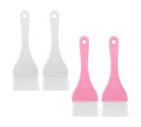 Générique Set de 4 Pinceaux Applicateurs pour Masque Facial en Plastique et Nylon, Design Grosse Couverture, Couleurs Blanc et Rose, pour Application de Lotion Corporelle et Masque Visage