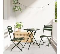 Générique Set de bistrot Pliant 3 pièces Vert foncé en Acier,Salons de Jardin,17.6KG-42002949