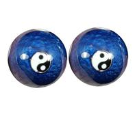 Générique Set de Boules de Massage Chinoises Baoding en Émail Cloisonné Bleu Motif Taiji, pour Massage des Mains et Décoration Délicate à Domicile