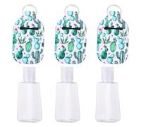Générique Set de Bouteilles Vides 30ml avec Porte-clés Lot de 3 en Néoprène Vert Flacons Rechargeables pour Savonnette Liquide et Lotion, pour Présents de Fête