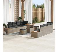Générique Set de canapé de Jardin 11 pièces avec Coussins Gris Poly rotin Acacia,Canapés de Jardin,85KG-3362893