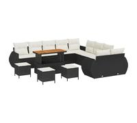 Générique Set de canapé de Jardin 14 pièces avec Coussins Noir Poly rotin,Canapés de Jardin,109KG-3363890