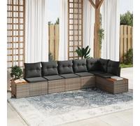 Générique Set de canapé de Jardin 6 pièces avec Coussins Gris Poly rotin Acacia,Canapés de Jardin,53.6KG-3348095