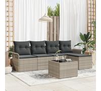 Générique Set de Canapé de Jardin 6 pièces avec Coussins Gris Rattan Poly,Canapés de Jardin,50.4KG-3354001