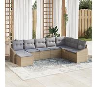 Générique Set de Canapé de Jardin 8 Pièces avec Coussins Beige Poly Rattan,Canapés de Jardin,61.5KG-3346840