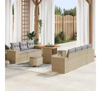 Générique Set de Canapés de Jardin 10 Pièces avec Coussins Beige Poly Rattan Acacia,Canapés de Jardin,87.4KG-3361967