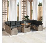Générique Set de Canapés de Jardin 11 Pièces avec Coussins Gris Rattan Poly,Canapés de Jardin,99.8KG-3358372
