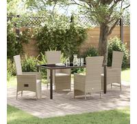 Générique Set de dîner de Jardin 5 pièces avec Coussins Beige Poly Rattan,Chaises de Jardin,70.5KG-3379474