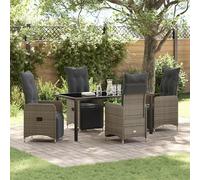 Générique Set de dîner de Jardin 5 pièces avec Coussins Gris Rotin Poly,Chaises de Jardin,66.5KG-3379677