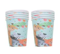 Générique Set de Gobelets en Papier Jetables Lot de 10 Motif Lionceau Jungle Usage Boissons Chaudes et Froides pour Fête D'anniversaire Garçon et Filles Décoration de Table Jungle