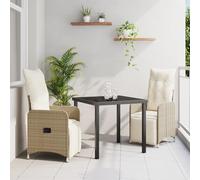 Générique Set de Jardin 3 pièces avec Coussins Beiges en Poly Rattan,Chaises de Jardin,36.6KG-3379681