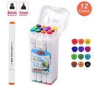 Générique Set de marqueurs d art à pointe large et fine base alcool avec boîte rangement en PP pour le dessin coloriage croquis étudiants adultes professionnels débutants artistes designers