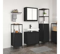 Générique Set de Meubles de Salle de Bain 3 pièces Chêne Noir Bois d'ingénierie,Meubles-lavabos de Salle de Bains,49.15KG-3328394