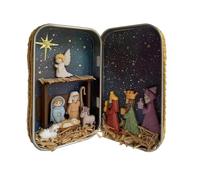 Générique Set de Nativité de Poche - 3D Portable Ornement Religieux avec Figurines Saintes,Figurines De Jésus Noël dans Une Boîte,pour Étagère Bureau Maison Chambre À Coucher Salle De
