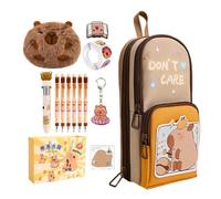 Générique Set De Papeterie Capybara,Grande Capacité avec Porte-Clés Bloc-Notes,Trousses Scolaire Enfant Mignons Accessoires Capybara - pour Maison, École, Bureau, Ados, Étudiants,
