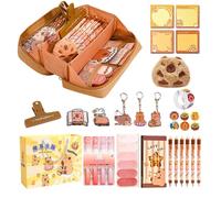 Générique Set De Papeterie Capybara, Trousse Pinceaux Maquillage Dessin Animé, Sac Fournitures Grande Capacité avec Autocollants, Accessoires et Plus pour Adolescents