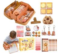 Générique Set De Papeterie Capybara | Trousse Scolaire pour Stylos - Trousse Multifonction pour Et Adolescents, Organisateur De Stylos avec Autocollants, Pinces Et Accessoires