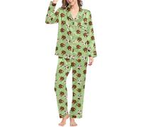 Générique Set De Pyjama d'hiver Cadeau Femme Noel Imprimé Noël Manche Courte Ensemble Grande Taille Short Chaude Chemise Polaire Mode Coton Drôle Sweat Chaud