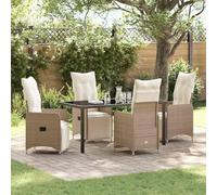 Générique Set de Repas de Jardin 5 pièces avec Coussins Beige Poly Rattan,Chaises de Jardin,66.5KG-3379684