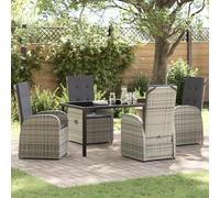 Générique Set de Salle à Manger de Jardin 5 pièces avec Coussins en Poly Rattan Gris,Chaises de Jardin,71.7KG-3379481