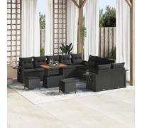 Générique Set de Sofa de Jardin 13 pièces avec Coussins - Poly Rattan Noir Acacia,Canapés de Jardin,98.4KG-3361804