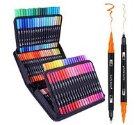Générique Set de stylos marqueurs à pinceau pour art avec pointe fine et livre coloriage adulte bullet journaling prise notes planificateur calligraphie manuelle dessin kit fournitures artistiques
