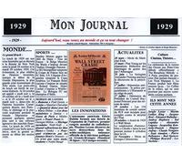 Générique Set de Table année 1929 - Mon Journal - plastifié - Année de Naissance ou Anniversaire - Idéal pour Cadeau