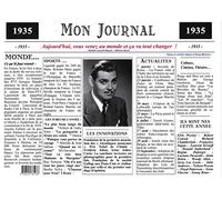 Générique Set de Table année 1935 - Mon Journal - plastifié - Année de Naissance ou Anniversaire - Idéal pour Cadeau