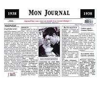 Générique Set de Table année 1938 - Mon Journal - plastifié - Année de Naissance ou Anniversaire - Idéal pour Cadeau