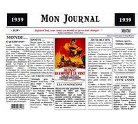 Générique Set de Table année 1939 - Mon Journal - plastifié - Année de Naissance ou Anniversaire - Idéal pour Cadeau