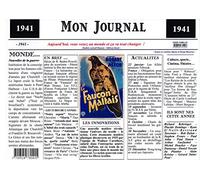 Générique Set de Table année 1941 - Mon Journal - plastifié - Année de Naissance ou Anniversaire - Idéal pour Cadeau