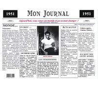 Générique Set de Table année 1951 - Mon Journal - plastifié - Année de Naissance ou Anniversaire - Idéal pour Cadeau