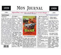 Générique Set de Table année 1959 - Mon Journal - plastifié - Année de Naissance ou Anniversaire - Idéal pour Cadeau