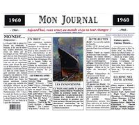Générique Set de Table année 1960 - Mon Journal - plastifié - Année de Naissance ou Anniversaire - Idéal pour Cadeau