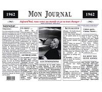 Générique Set de Table année 1962 - Mon Journal - plastifié - Année de Naissance ou Anniversaire - Idéal pour Cadeau
