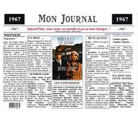 Générique Set de Table année 1967 - Mon Journal - plastifié - Année de Naissance ou Anniversaire - Idéal pour Cadeau