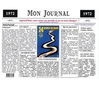 Générique Set de Table année 1972 - Mon Journal - plastifié - Année de Naissance ou Anniversaire - Idéal pour Cadeau