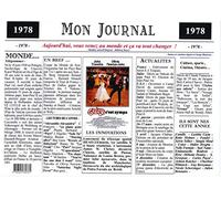 Générique Set de Table année 1978 - Mon Journal - plastifié - Année de Naissance ou Anniversaire - Idéal pour Cadeau